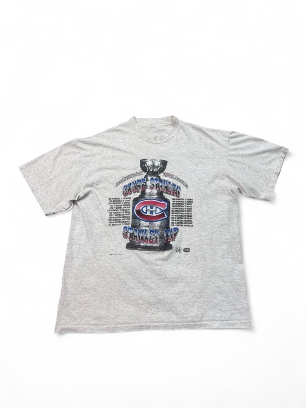 Vintage 90s single stitch Montreal Canadiens Stanley cup tee grey XL mens